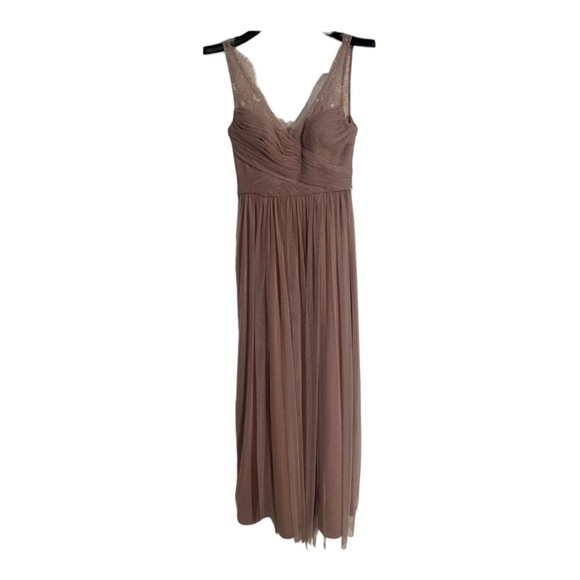 Anthropologie Light Rose Taupe Hitherto BHLDN Fleur Bridesmaid Dress-size 0 - Picture 1 of 8